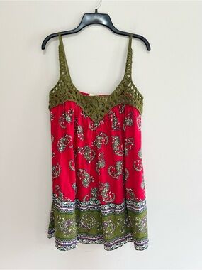 Debbie Miller for RIGO Crochet Boho Paisley Sleeveless Cotton Tunic Y2K, Medium